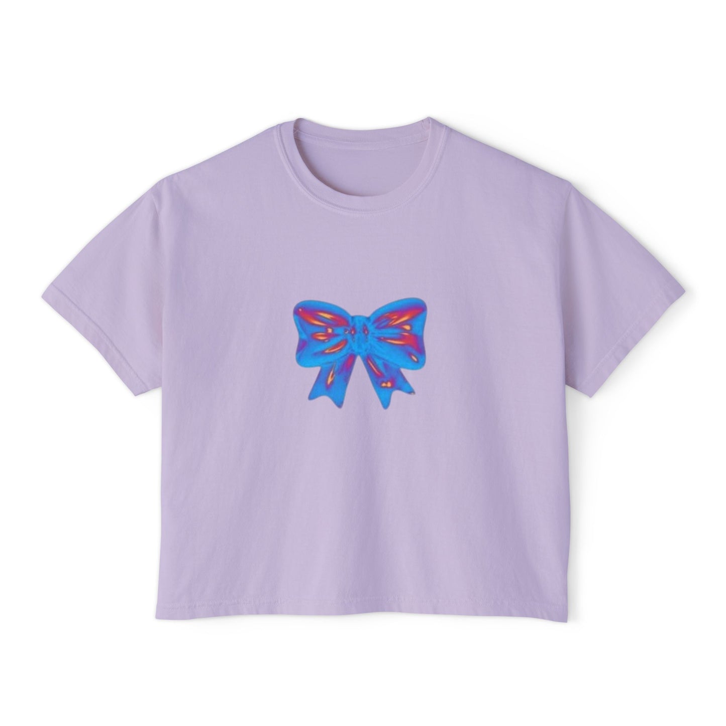 Cute Bow Graphic Women's Boxy Tee, Casual Summer Top, Gift for Her, Birthday Tee, Everyday Wear, Trendy Fashion